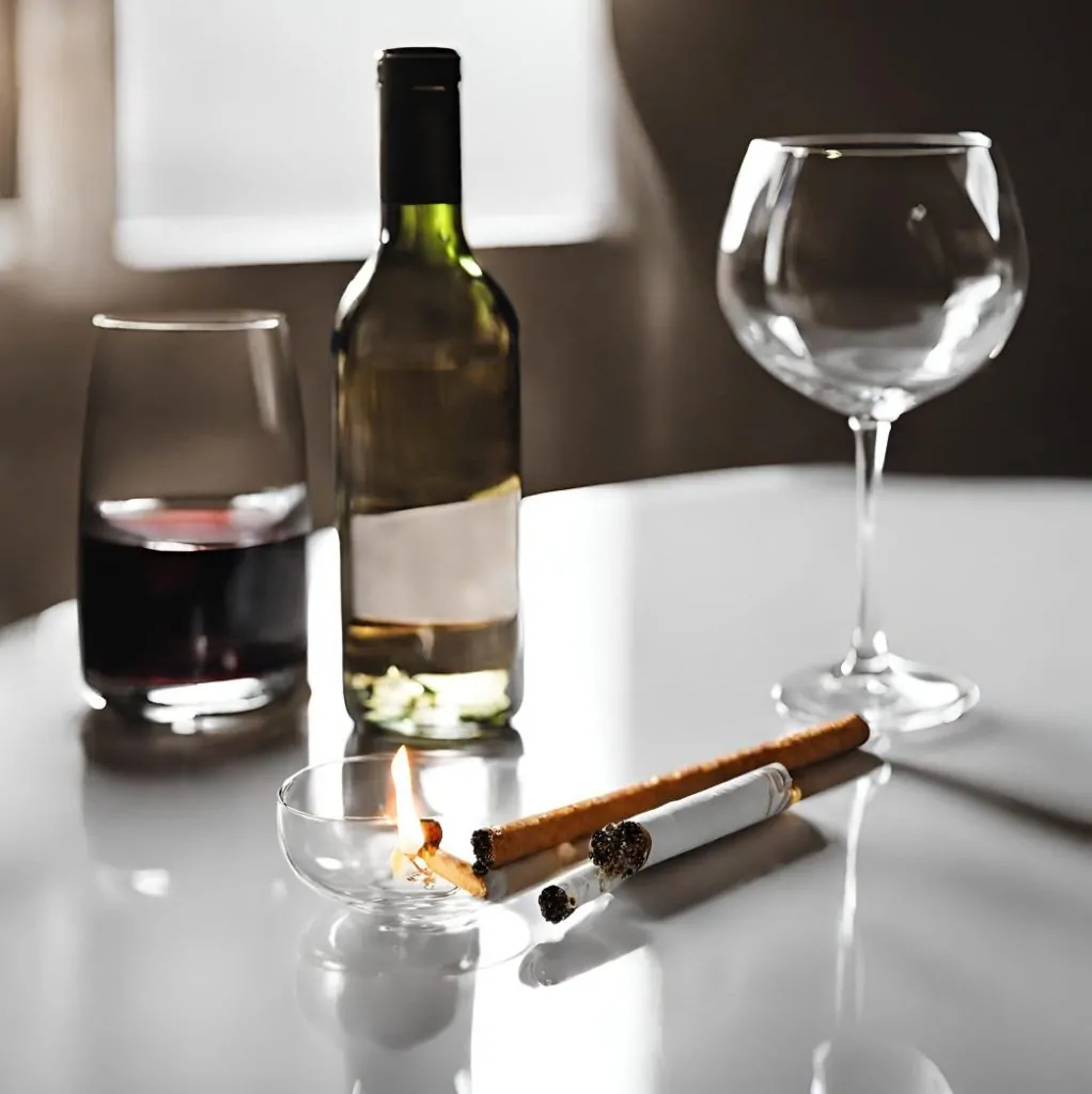 Wine and cigars are shown indicating what should not be consumed after an All on 4 treatment in Mexico.